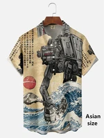 Japanese Style Ukiyoe Wave 3D Print Men Casual Hawaiian Shirts Summer Fashion Shirt For Man Street Button Short Sleeves Clothes 2