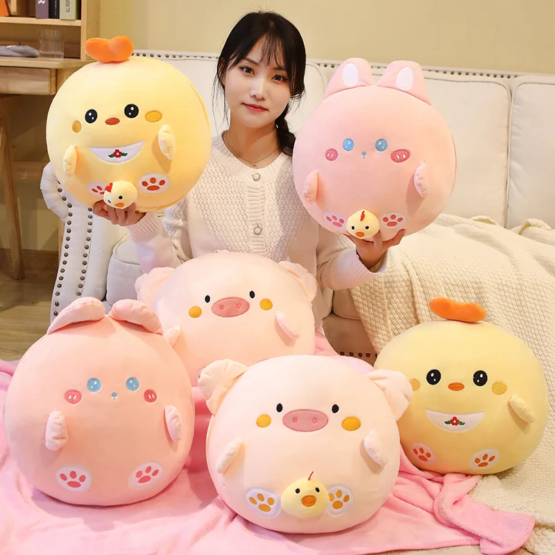 

Lovely Fat Animals Cushion Stuffed Rabbit Pig Chicken Doll Kids Playmates Kawaii Pillow Baby Comfort Dolls Room Decor Girl Gift