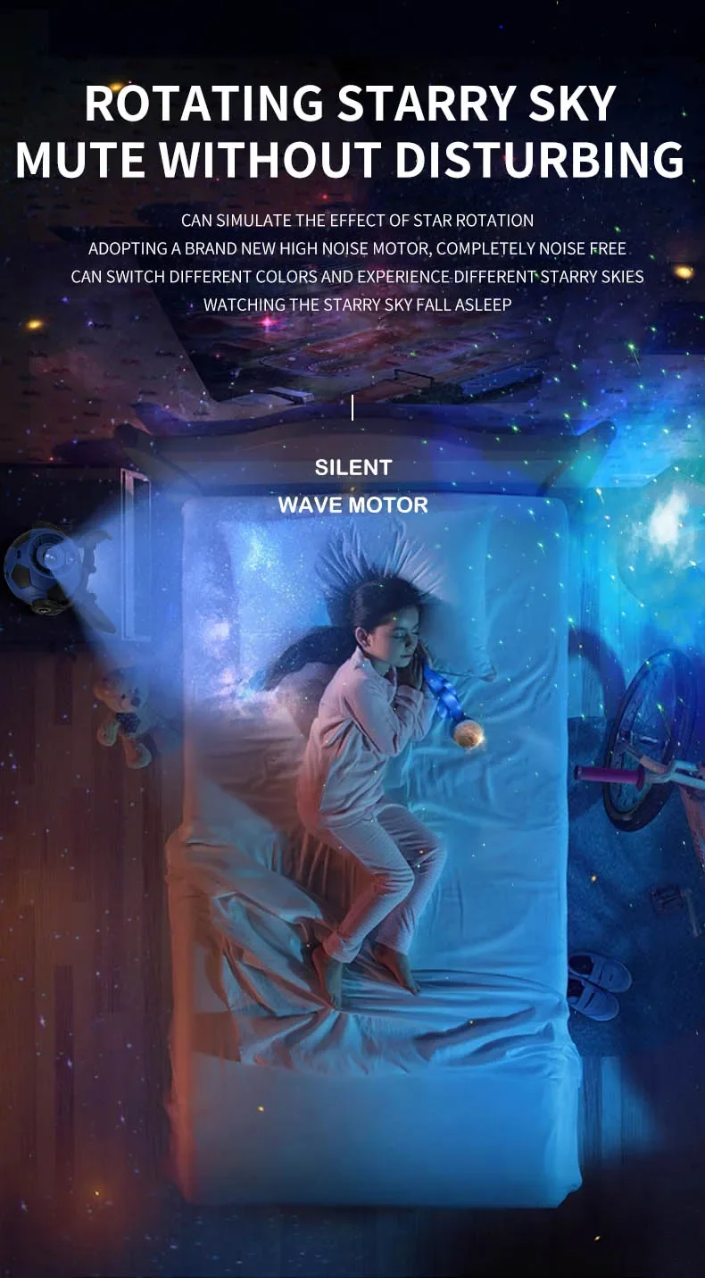 Description Picture 5 of itemGalaxy Projector Soccer Ball Light Portable Laser Searchlight 360° Rotate Starry Sky Projection Bedroom Ceiling Atmosphere Lamp