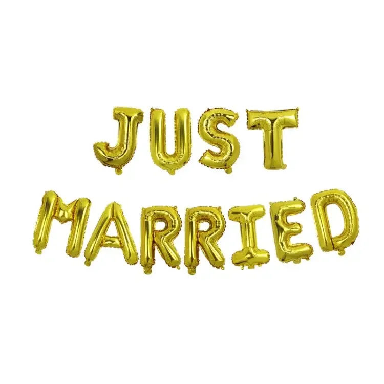 

ONE TO FOUR 16 Inch Just Married Foil Balloons Wedding Decoration Rose Gold Balloons Bridal Shower Decor Party Supplies