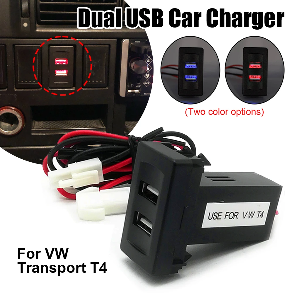 Universal Dual USB Car Charger 12V~24V to 5V/2.1A 2-Port Vehicle Car Power  Inverter Converter For VW for Volkswagen T4 Models