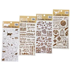 1 Pcs/lot Twinkle Stickers Vintage Gold Foil Sticker Decoration For Diary Phone Frame Cute Cat Stationery School Supplies