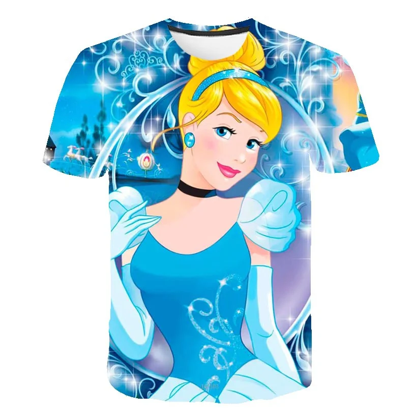 

Girls Cinderella T Shirts Short Sleeves Tops Baby Children Clothing Summer T-Shirts Tee Clothes for 1-14 Years Fashion 2023 Tees