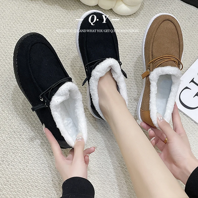 

Женские туфли на плоской подошве, черные повседневные женские кроссовки с круглым носком и закрытым носком, универсальная зимняя обувь большого размера, 2023