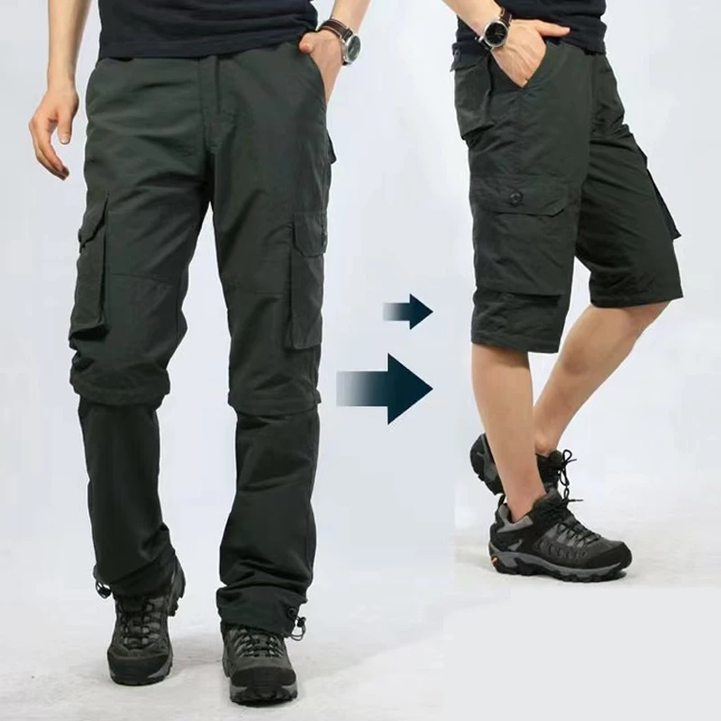 

Men's Summer Thin Elastic Detachable Pants Fishing Camping Hiking Trekking Climbing Cycling Gym Sports Run Quick Dry Trousers