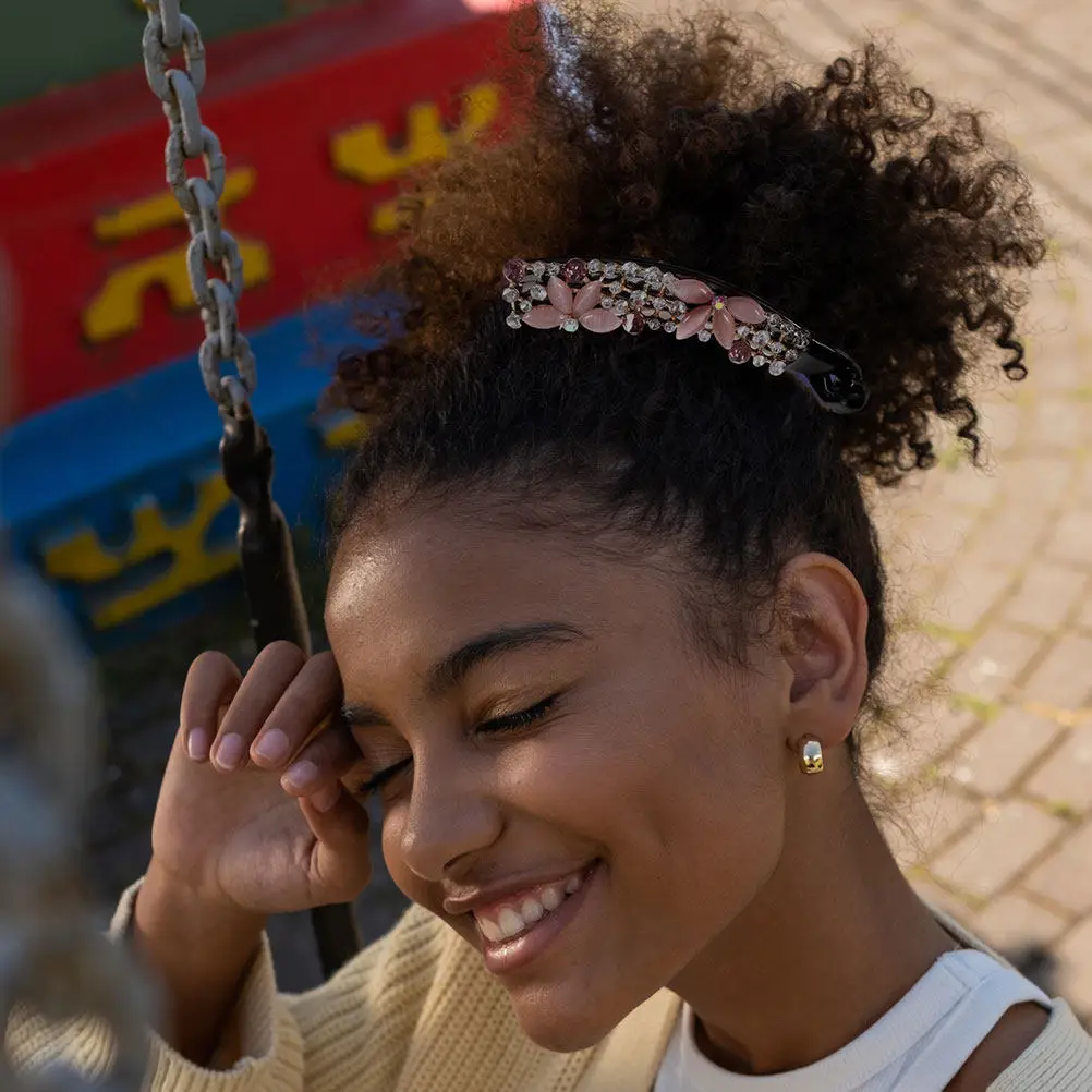 2Pcs 라인스톤 바나나 클립 헤어 액세서리 여성용 경량 합금 스타일링 클램프 두꺼운 곱슬머리 파티 웨딩 일상용