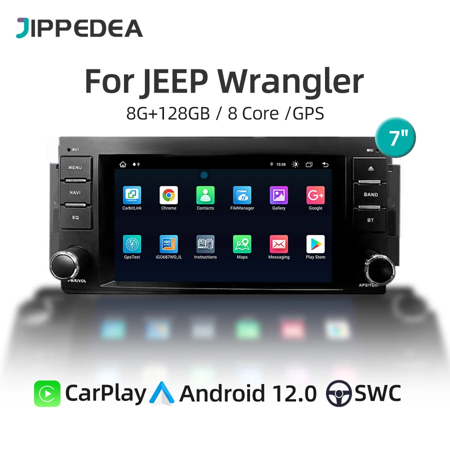 Android 12.0 Carplay Car Multimedia Video Player Per Jeep Compass Commander Wrangler Chrysler Sebring Gps Wifi Autoradio Stereo