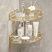 Double-Layer Bathroom Shelf Luxury Gold Shower Corner Shelf Acrylic Bathroom Organizer Shampoo Holder Bathroom Accessories 1