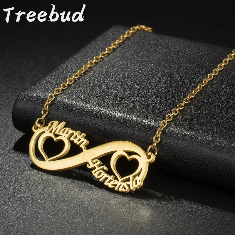 Treebud Custom Infinite Coppia Nome Collana In Acciaio Inossidabile Per Donna Uomo Cuore Targhetta Ciondolo Collane Gioielli Regali