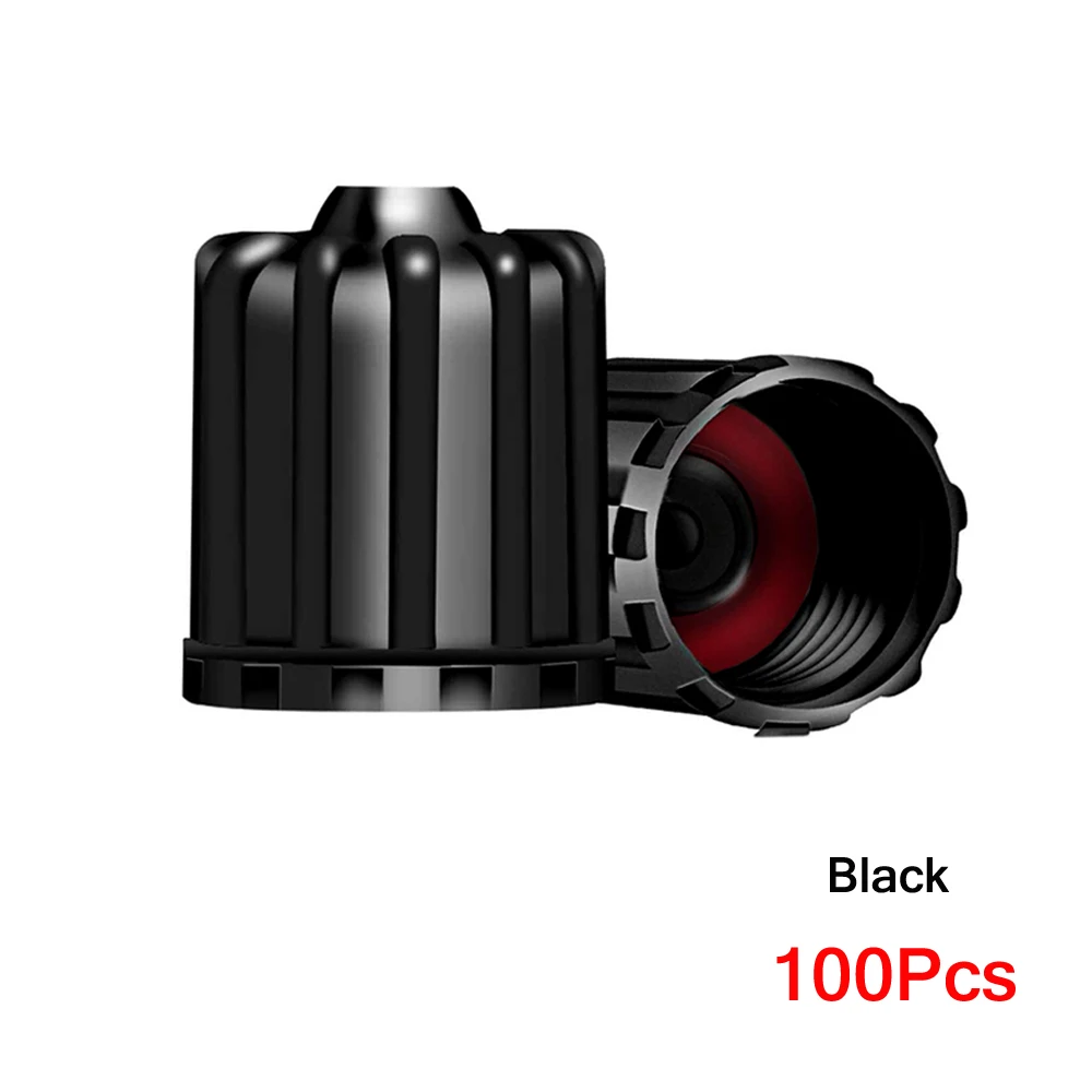 Premium Black & Grey Tire Valve Dust Caps - Durable Plastic Protection