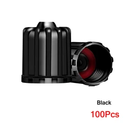 Premium Black & Grey Tire Valve Dust Caps - Durable Plastic Protection (Black - 100Pcs)