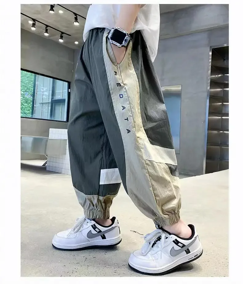 Summer Splicing Boys Pants Children's Mosquito Pants Casual Children Trousers Teenager School Joggers Sports Clothing