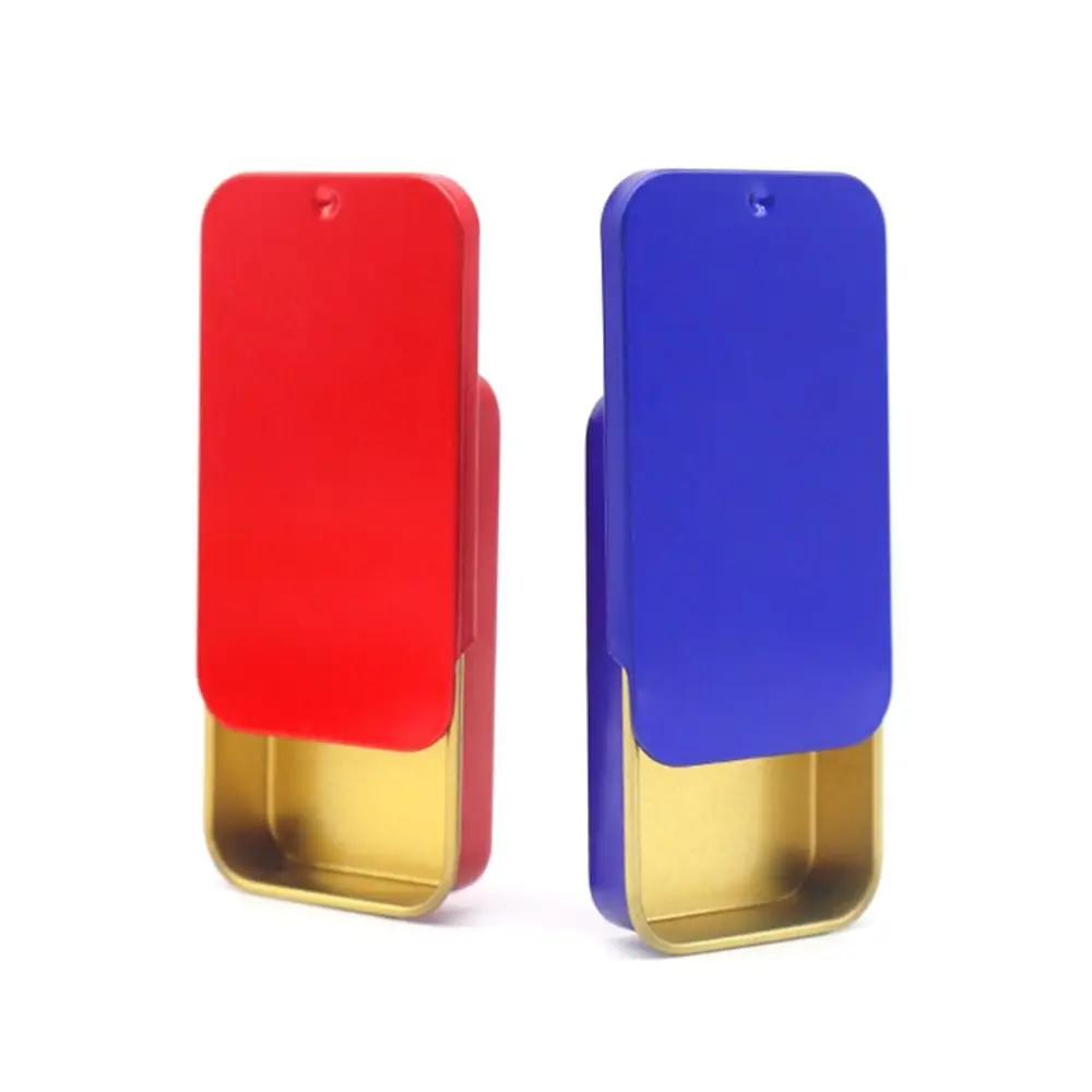 Sliding Cover Mini Rectangular Tin Box for Candy, Pills, and Bird Training Food