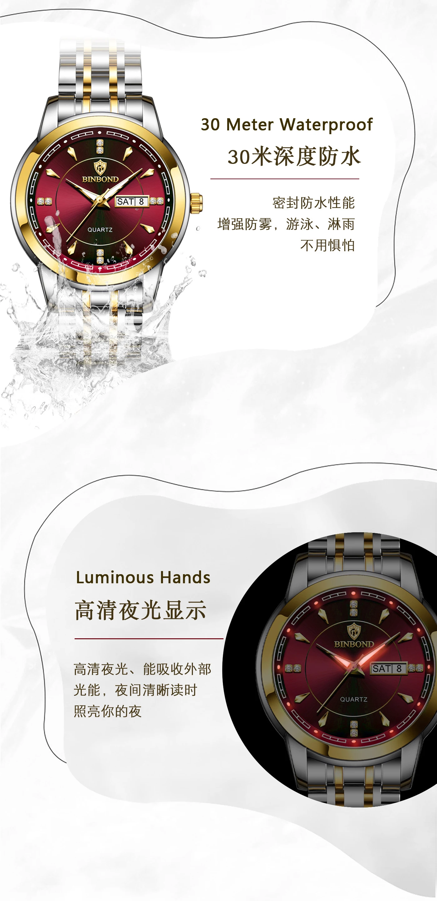 BINBOND 8879L Women's Watch description image 9