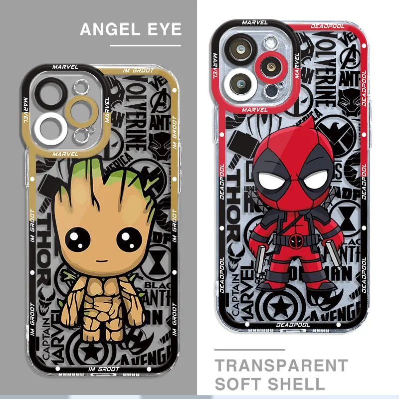 Marvel Groot Deadpool Bag Case Per Motolora Moto G73 G72 G22 G52 G71 G32 Edge 40 5G Cover Morbida Trasparente