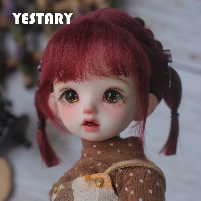 YESTARY BJD Doll Wig Imitation Beach Wool For 1/4 1/6 1/8 Doll Accessories Wig Toy Tress Double Ponytail Bangs Wigs For Girl 32pc lot wool daisy flower hair clips newborn baby side bangs clip kid girl flower barrettes girls hairpin hair accessories bulk