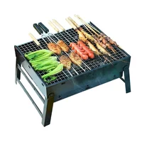1Set Barbecue Charcoal Stove Portable Foldable Steel BBQ Grills  for Outdoor Grilling Cooking Camping Hiking Picnics Tailgating