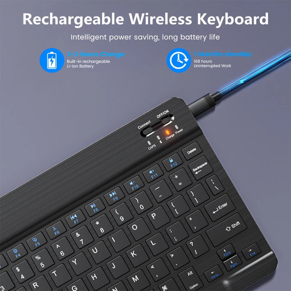 Teclado e Mouse sem Fio Bluetooth Emtra Samsung Xiaomi Huawei Tablet Ipad Air Mini Pro Espanhol Coreano Russo - Imagem 6