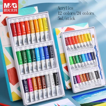 Set di colori acrilici M&G per studenti della scuola materna - Vernice ad acquerello fluido 12/24 colori 5 ml per ramo per una facile pittura 1