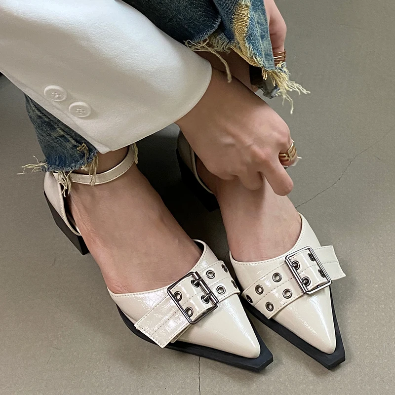 Pointed Toe Pumps Women Square Heels Shoes Fashion Luxuy Footwear Female Ankle Strap Shoes Ladies High Heels Sandals 2025 4