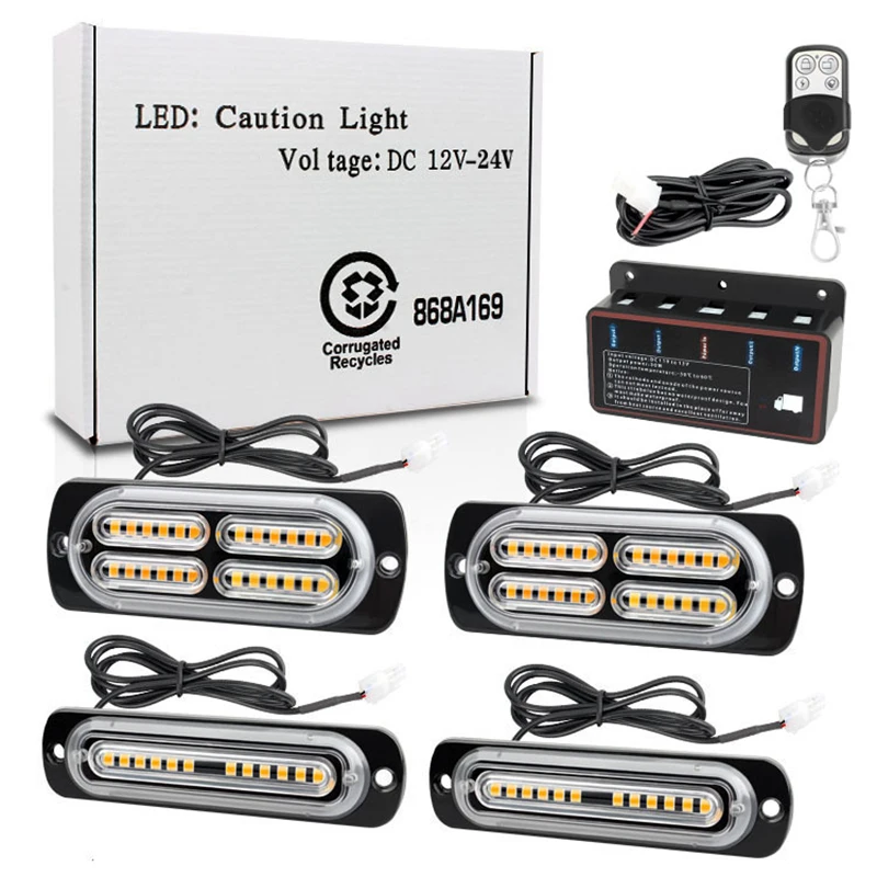 

72 SMD 4 в 1 12 В стробоскоп для автомобиля, экстренной помощи, скорой помощи, полиции, мигающее устройство с дистанционным управлением, красный, белый, янтарный, синий