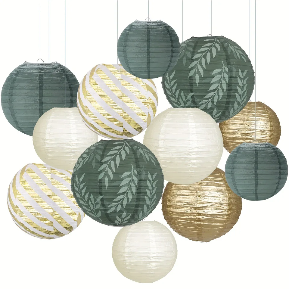 KUNYYI White Paper Lanterns 12Pcs Set - 4 Sizes For Parties, Weddings & Home Decor