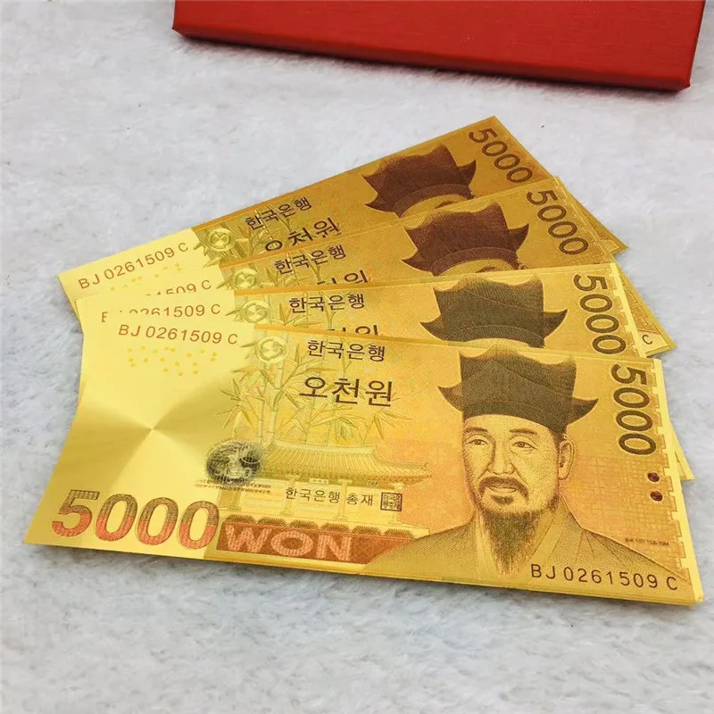 4 pcs Korea Gold Banknote 1000-50,000 KRW Banknote in 24k Gold For Collection commemorative banknotes gold plated banknote