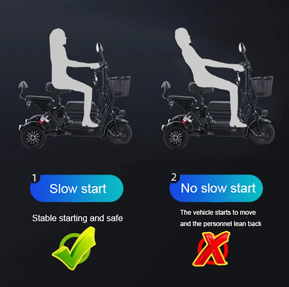 Electric Tricycle 48V 400W Mini Flash Charging Removable Lithium