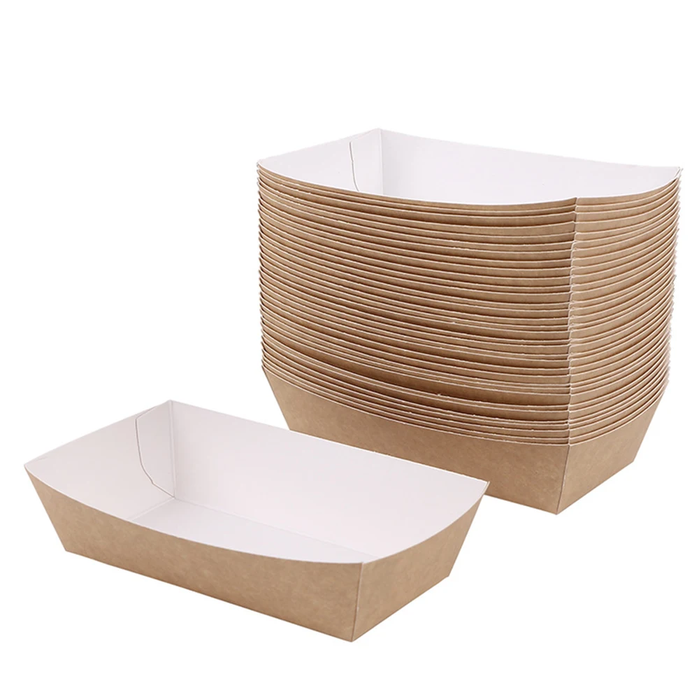 50pcs] Disposable Paper Food Tray/Snack Plate/Bekas Kertas Pakai