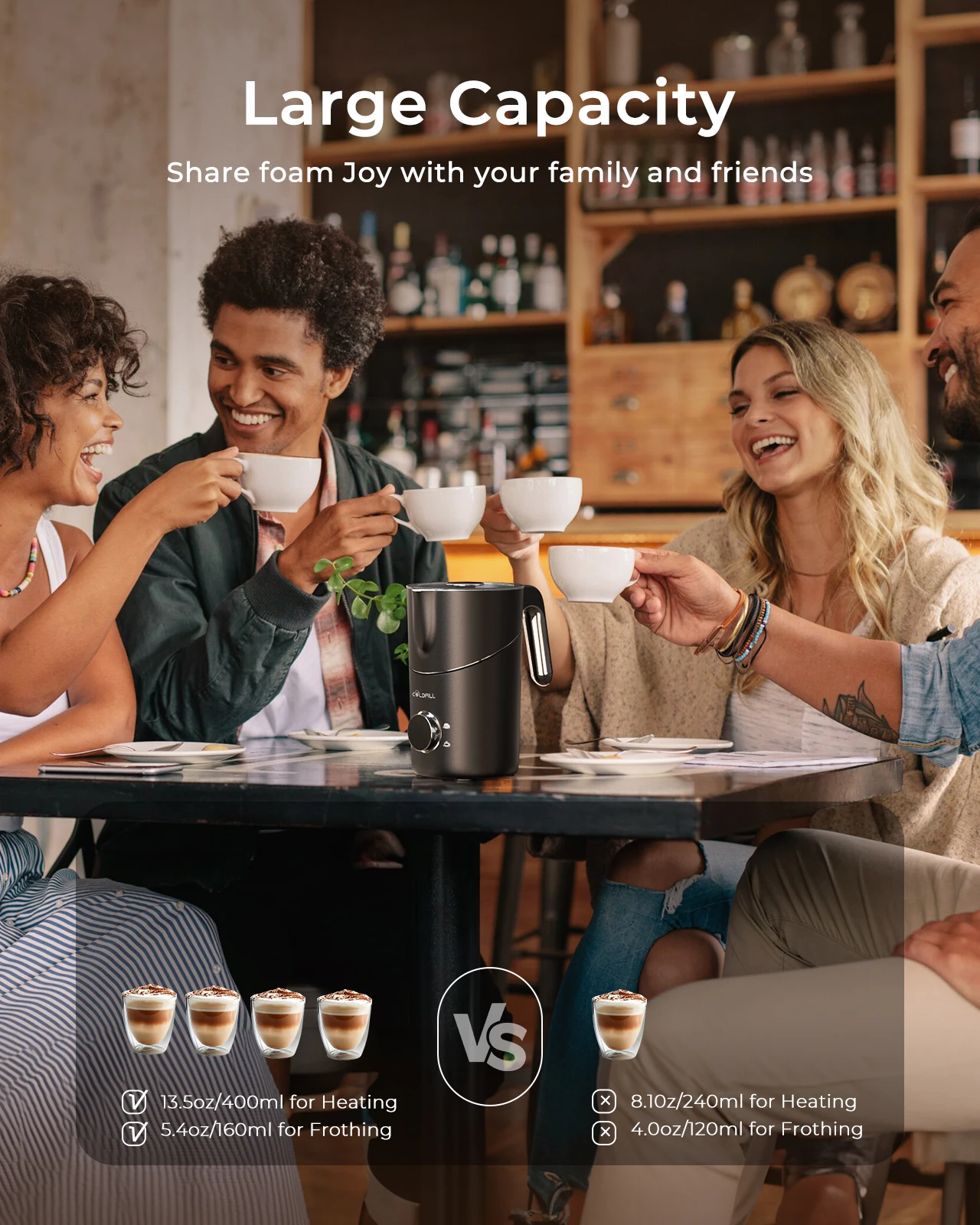 Electric Milk Frother 600ml Automatic Cold Hot Foam Maker for Coffee Latte Cappuccino Macchiato Hot Chocolate Kitchen Appliance 6