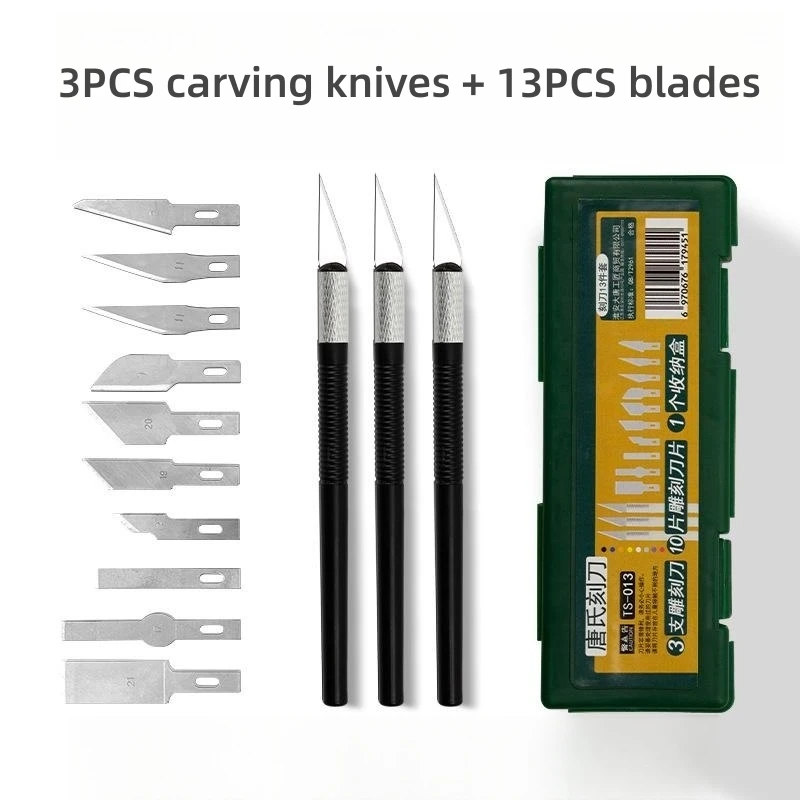 13Pcs/set Metal Blade With Box Wood Carving Knife Art Carving Cutter