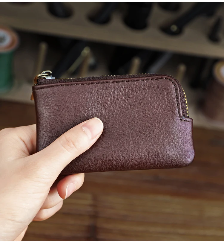 Kleine Mini-Geldbörse aus echtem Leder für Männer Frauen Multifunktions-Schlüssel ring Schlüssel anhänger Kartens chlitz Brieftasche tragbare Aufbewahrung Geld tasche – Detail 22