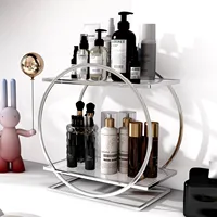 1pc Makeup Organizer Cosmetics Storage Holder Household Skin Care Products Dresser Bathroom Desktop Large Capacity Storage Shelf 2