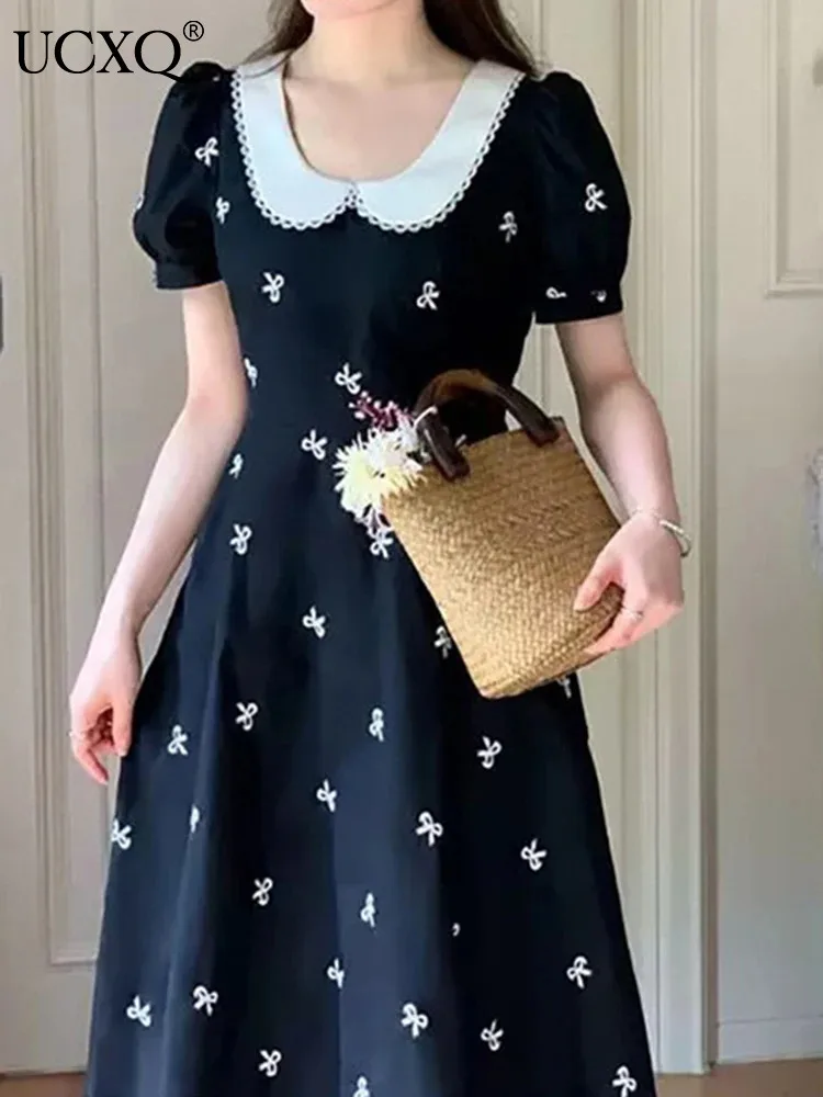 

Женское винтажное платье с цветочной вышивкой, коротким рукавом и квадратным вырезом