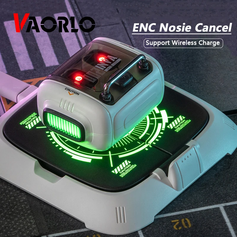 

VAORLO ENC Nosie Reduction Wireless Earphones Support QI Wireless Charging Low Latency For Game Headphone In-Ear Fashion Headset