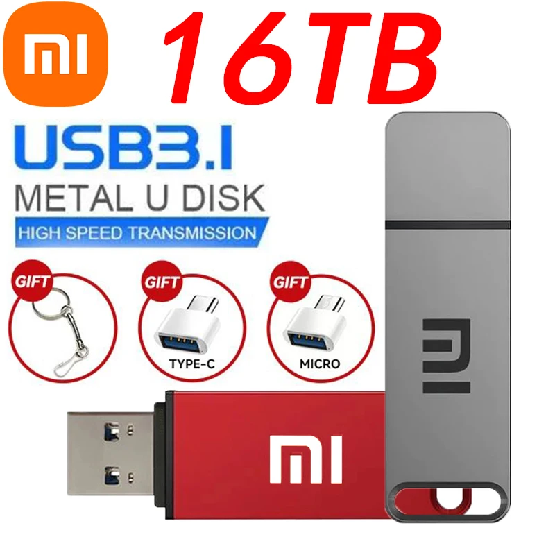 Xiaomi Usb 3.1 Flash Drive 16Tb Pen Drive Di Trasferimento Ad Alta Velocità 8Tb/2Tb Dispositivi Di Archiviazione Impermeabili Di Grande Capacità Per C