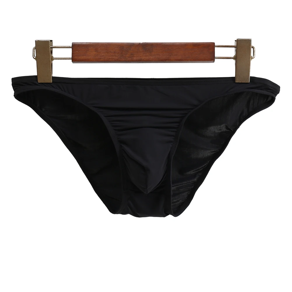 

1pc Sexy Men's Bulge Pouch Briefs Thong Solid Color Low Waist Underpants Bikini Brief Underwear Sheer Male Panties