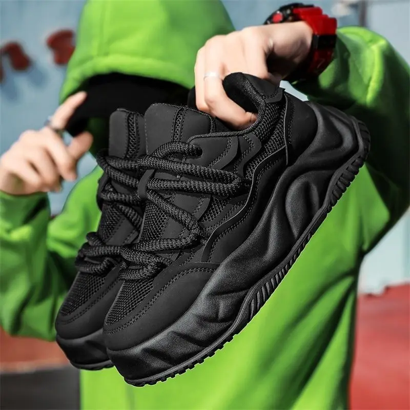 2024 Casual Breathable Bread Mesh Comfortable and Non-Slip Running Platform Increased by Sports White Shoes Men 2