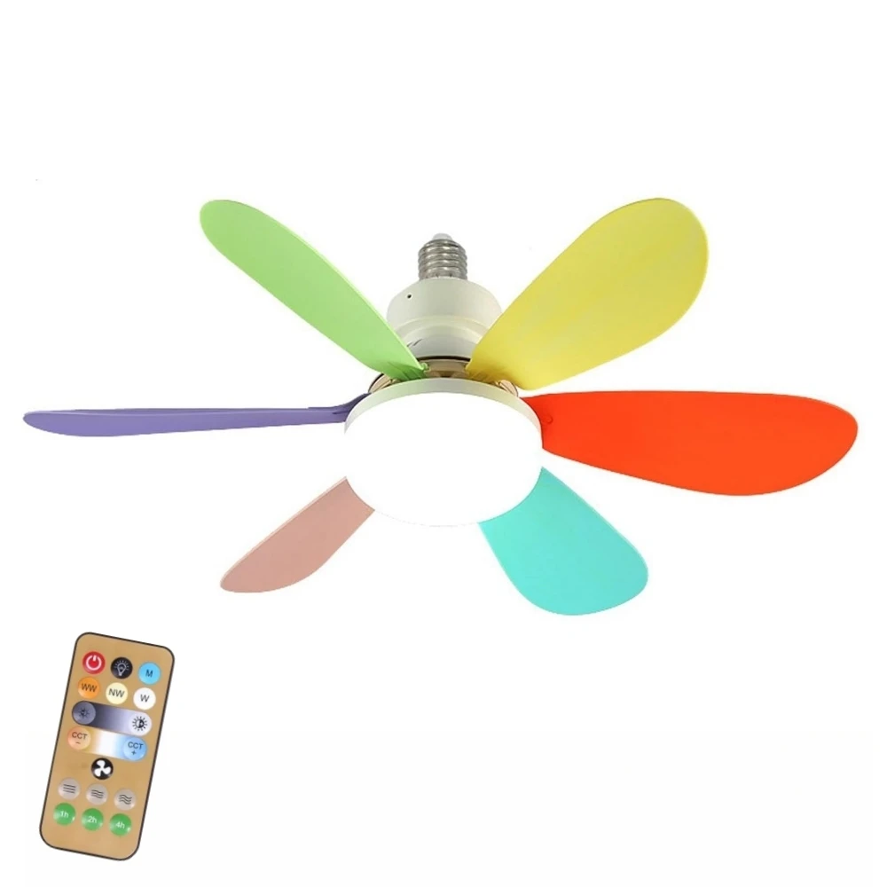 E27LEDFanLampWirelessRemoteControlFanLightDimmableForOfficeKitchenBedroomLiving