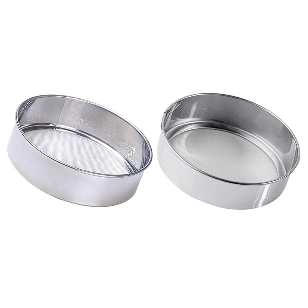 

2pcs Fine Mesh Sifter Stainless Steel Flour Sifter Sieve Handheld Powder Flour Mesh Kitchen Tool 60 Mesh 20 25cm