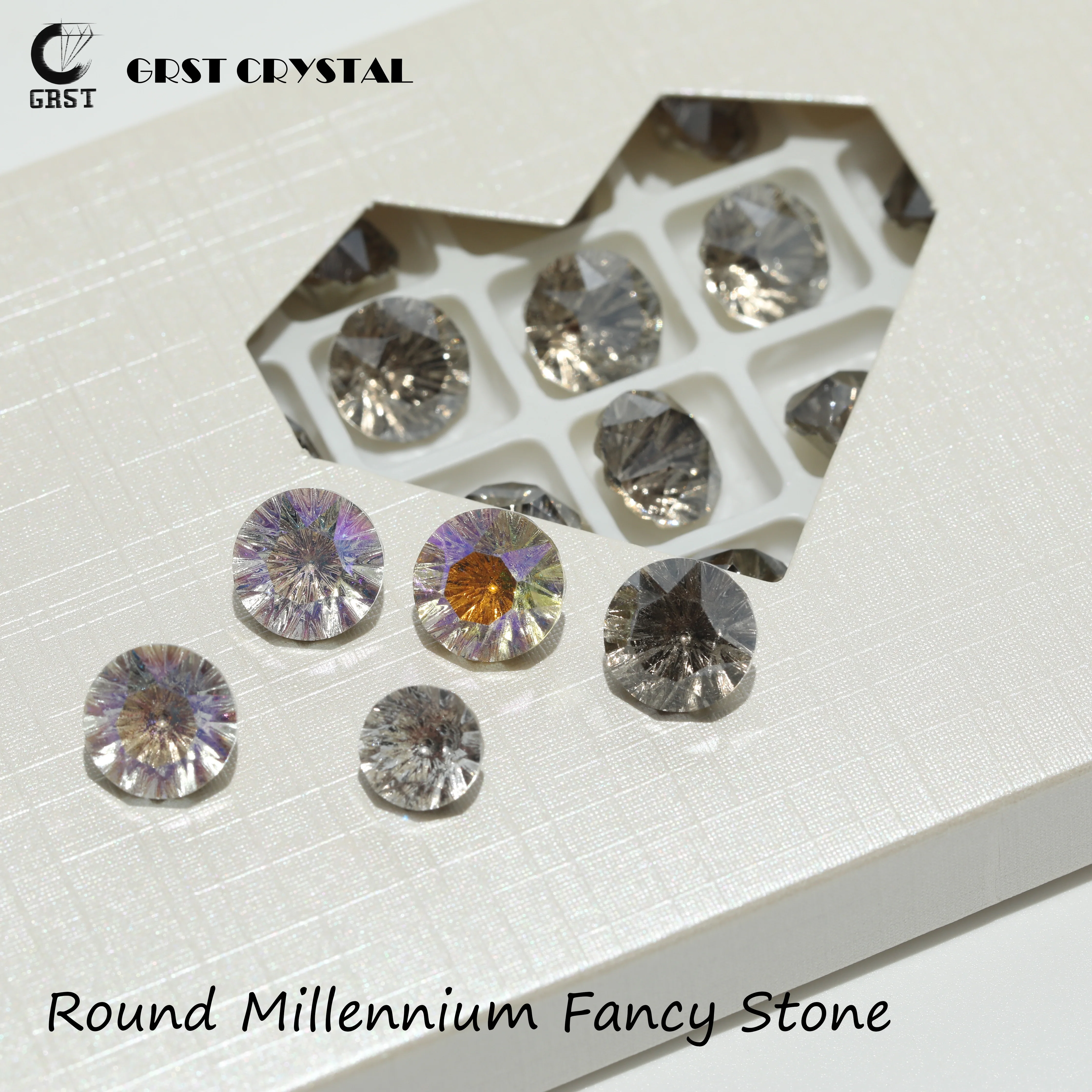 GRST Premium Millennium Series Strasssteine Runde Xirius Fancy Stones Glänzende Kristalle für DIY Nagelkunst, Hochzeitskleider, Taschenzubehör