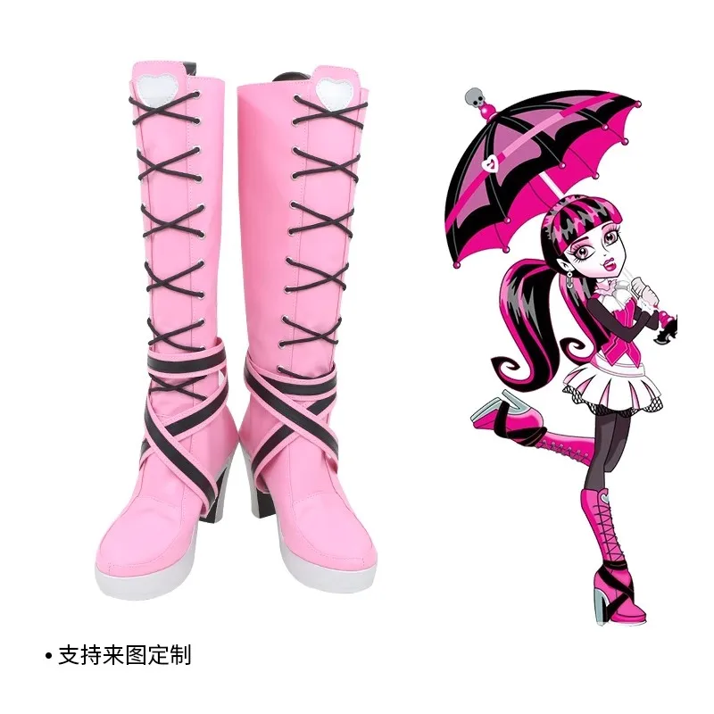 Monster High Draculaura Cosplay Scarpe Draculaura Scarpe Rosa Stivali Draculaura Ula Parrucca Anime Monster High Cosplay Draculaura Parrucche