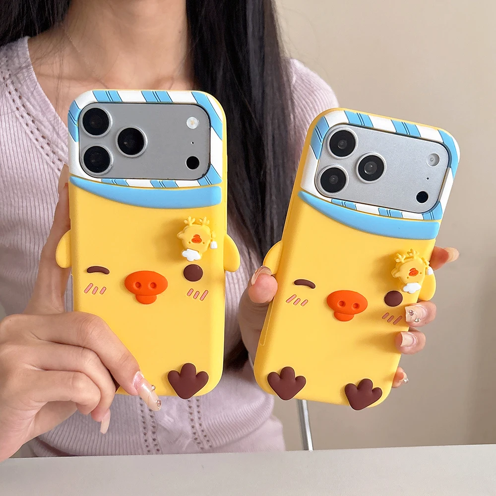 Charming 3D Cartoon Chick Shockproof Silicone Phone Case