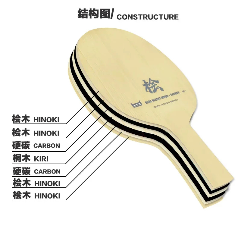 XVT Dual HINOKI CARBON Dark Power Table Tennis Blade/ ping pong