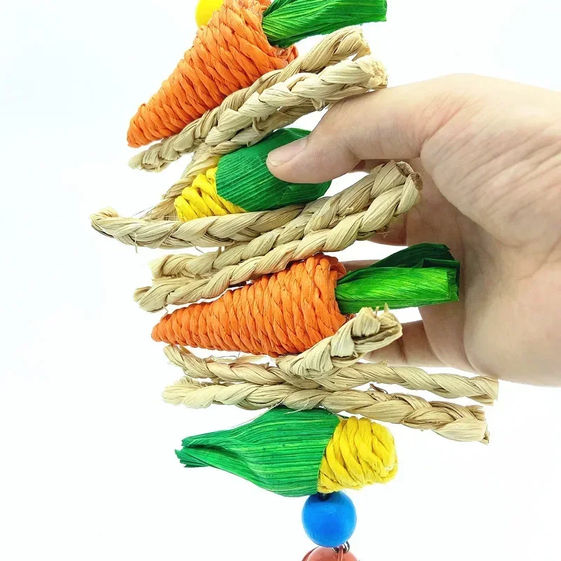 Small Pet Toy Parrot Hamster Rabbit Bird Chewing Molar String Wooden Rattan Hanging