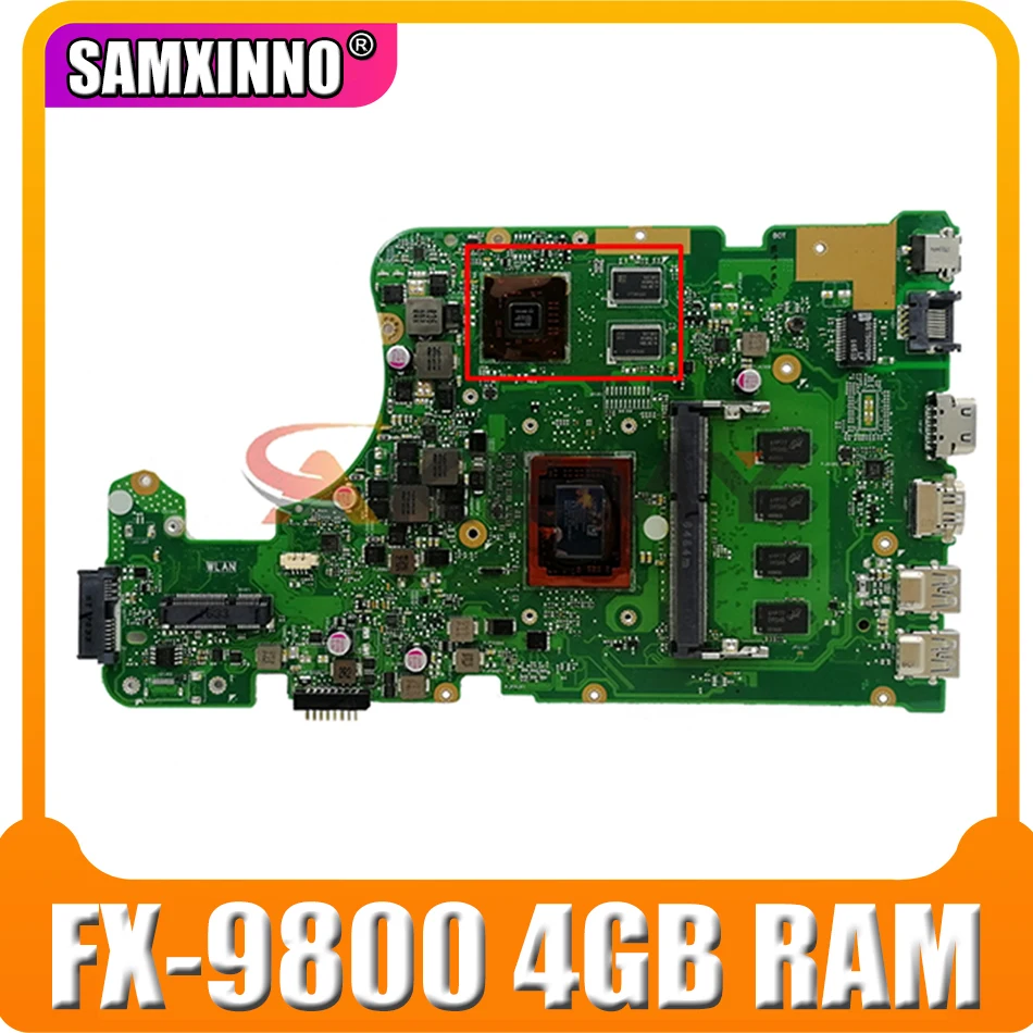 Asus X555YI X555D A555D X555Y X555DG 노트북 마더 보드 용 FX 9800 4GB ram이 장착 된 ...