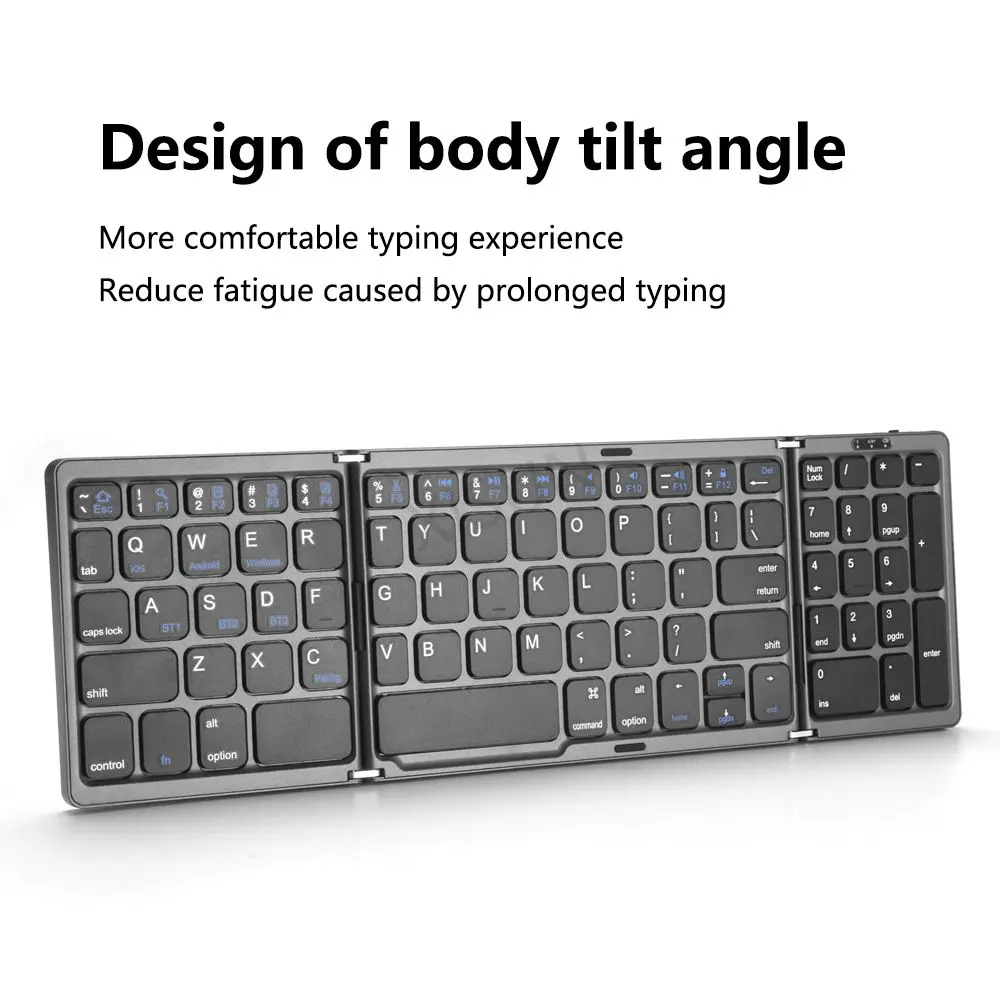 Foldable Blue tooth Keyboard Folding Wireless Keyboards numeric keypad USB Rechargeable for Laptop Tablet phone pad
