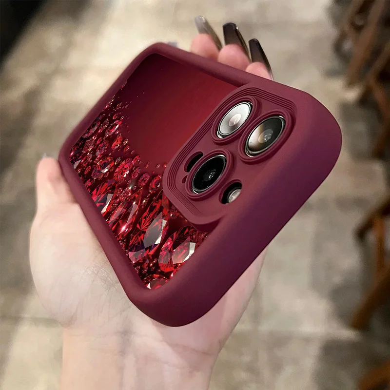 Brilliant Red Diamonds Pattern Silicone Phone Case - Soft and Stylish Cover
