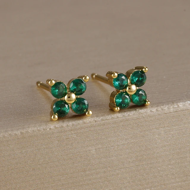 Boucles d'oreilles carrées suspendues en acier inoxydable, 2 pièces, pierre d'anniversaire de décembre, chaîne en zircone cubique, fleur, bijoux de perçage