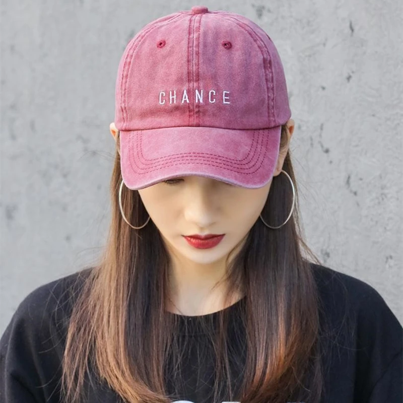 Hot Sale Unisex Washed Cotton Embroidery Baseball Cap Chance Letter Outdoor Casual Color Matching Shading Cap For Women And Men